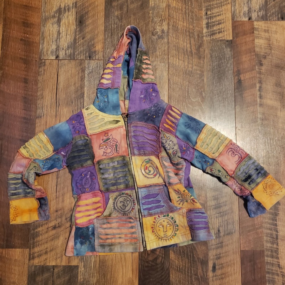 y2k childs 4T Boho bright beautiful patch work hoodie